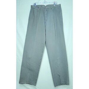 Vintage Façonnable Brown Pleated Tapered Cotton Chino Pants Mens Actual Sz 35x31